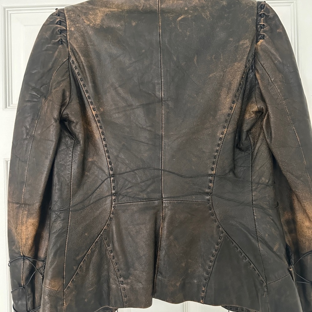 Roberta Scarpa Genuine Lamb Leather Vintage-Inspired Brown Jacket - Picture 6 of 11